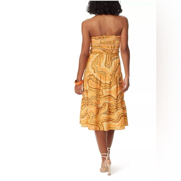 NWT Sam Edelman Orange and Yellow Smocked Dress strap missing - Picture 4 of 6